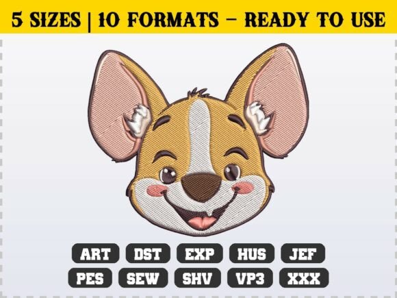 Corgi Charm: A Designer’s Review of the Cute Cartoon Dog Face Embroidery Design