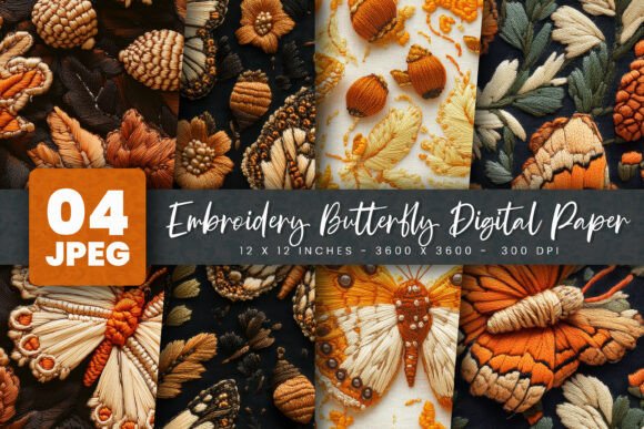 Embroidery Butterfly Digital Paper Review