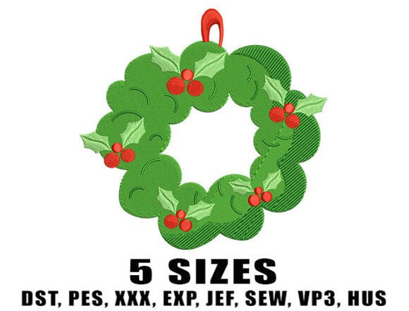Review: Green Wreath Berries Embroidery Design