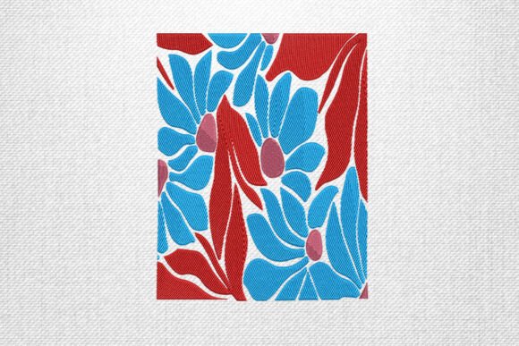 Reviewing Blue Floral Pattern Embroidery Design